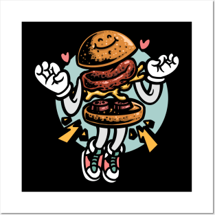 Cartoon Aesthetic Happy Burger Posters and Art